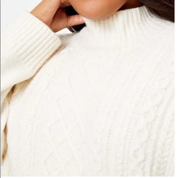 NEW LOFT Plus Cable Front Turtleneck Sweater Ivory Size 20 / 22 - Picture 7 of 13